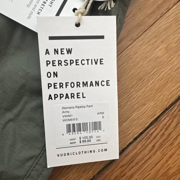 Vuori Women's Pants Ripstop Pants Women's Drawstring Hiking Outdoor Army Green S - Picture 4 of 6